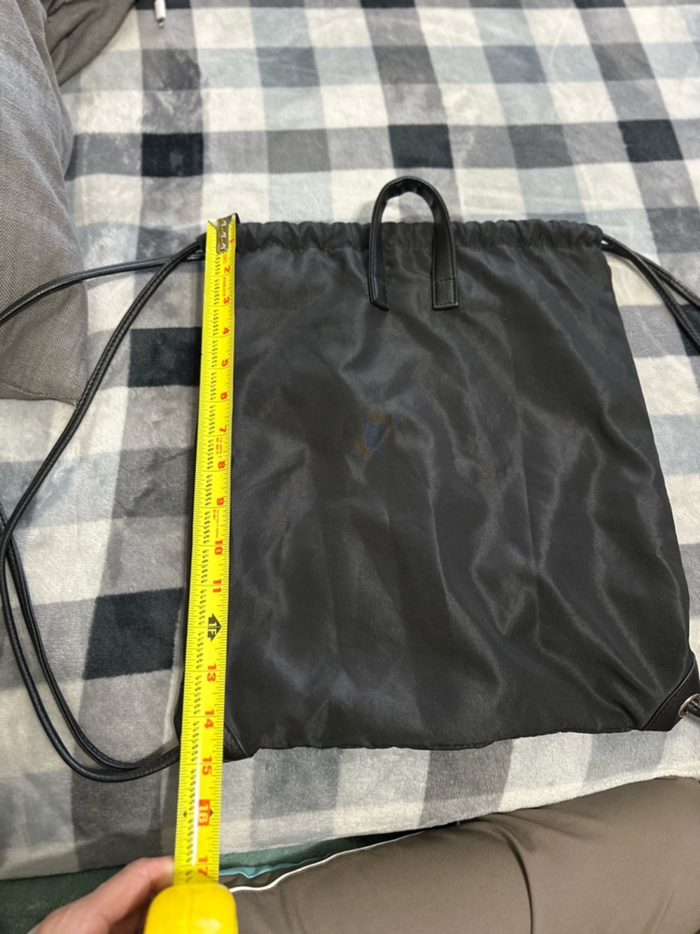 Black Drawstring Backpack Tote - Unbranded - Picture 3 of 8